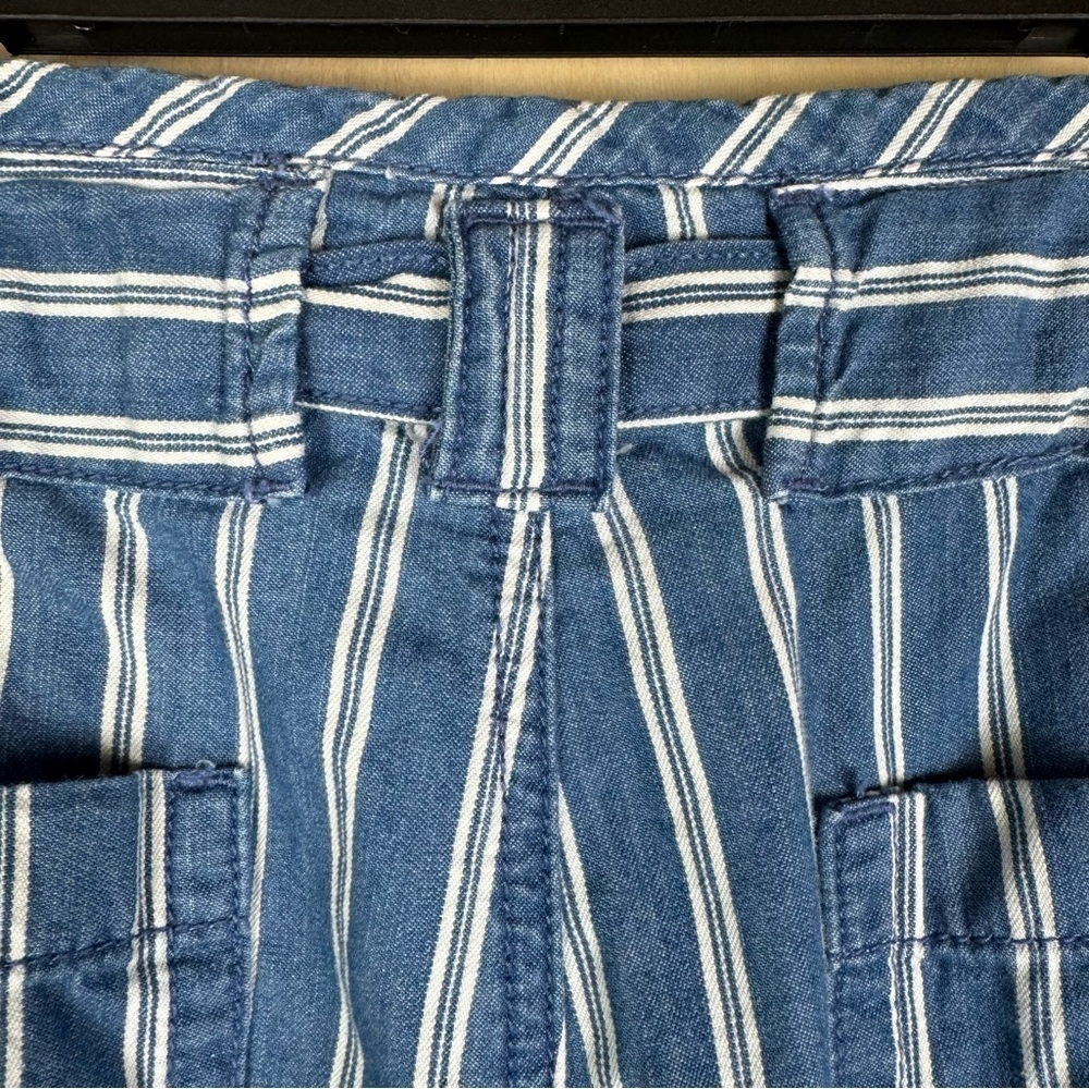 American Eagle Womens Pants Striped Wide Leg Size 12 Tie Waist Cotton Blue White - Picture 5 of 9